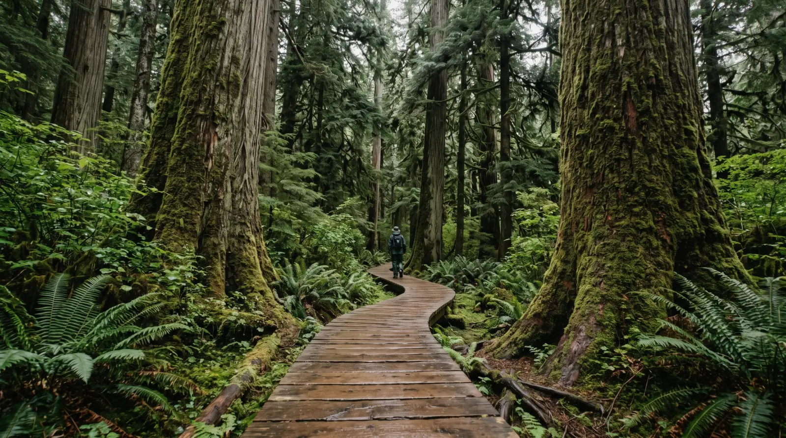 Old-growth cedars on the Big Tree Trail, Meares Island near Tofino, British Columbia